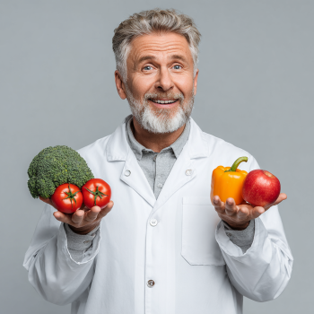 Senior žena číst nutriční plán